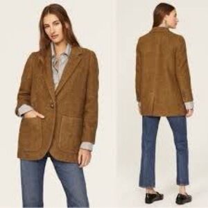 MADEWELL Larsen Blazer Camel Tan Boucle Wool Alpaca Blend Longline Coat
